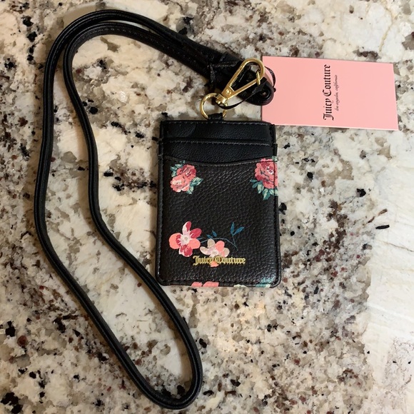 NWT JUICY COUTURE VINTAGE ROSE BLACK LANYARD - Picture 2 of 2